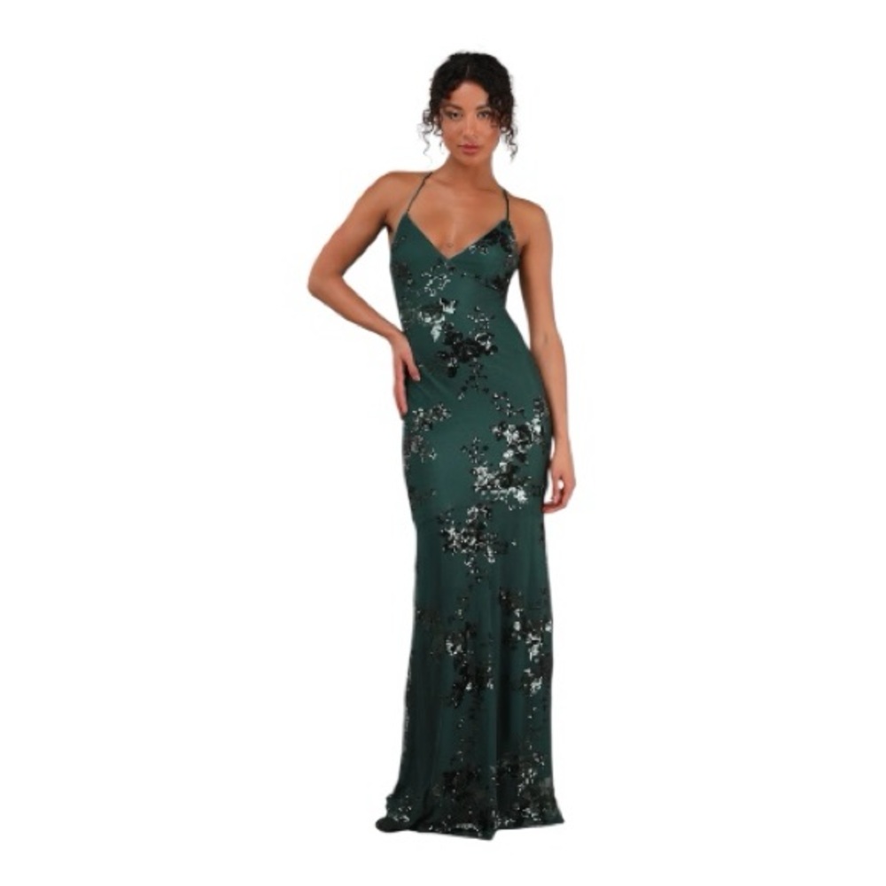 Lulu's Dark Green Sequin Maxi Dress